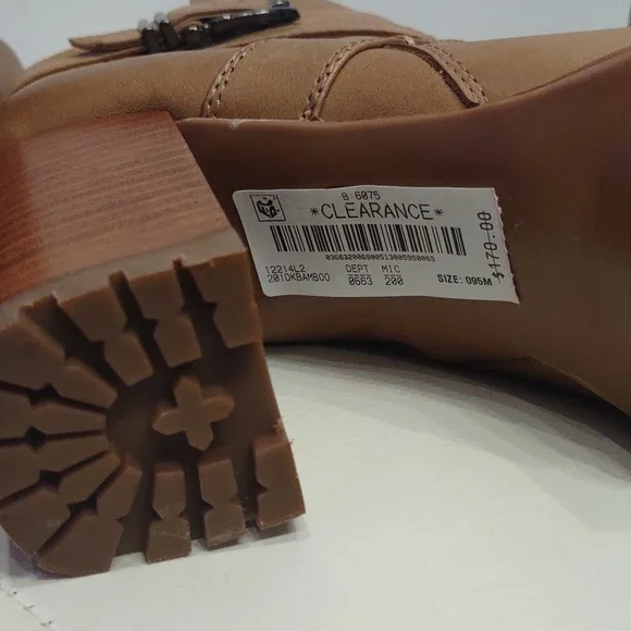 Lyra Naturalizer women's high heels boots TAN buckle water repellent 9 1/2 new - Picture 6 of 8